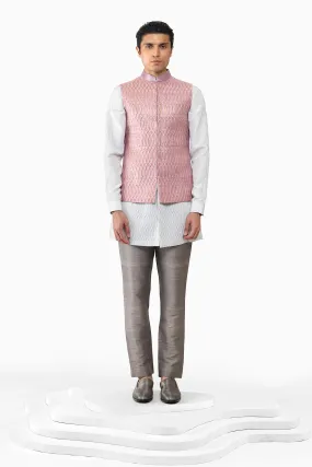 ONION PINK SCULPTED MESH NEHRU JACKET