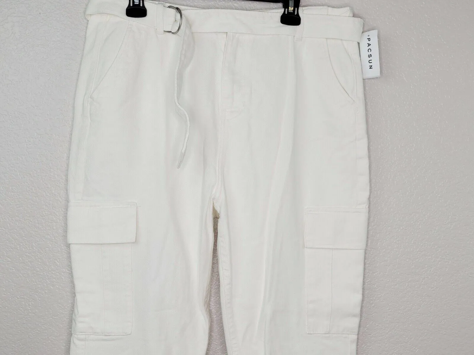 PacSun L.A. Women's Off White High Rise Relaxed Fit Cargo Jeans Size 32