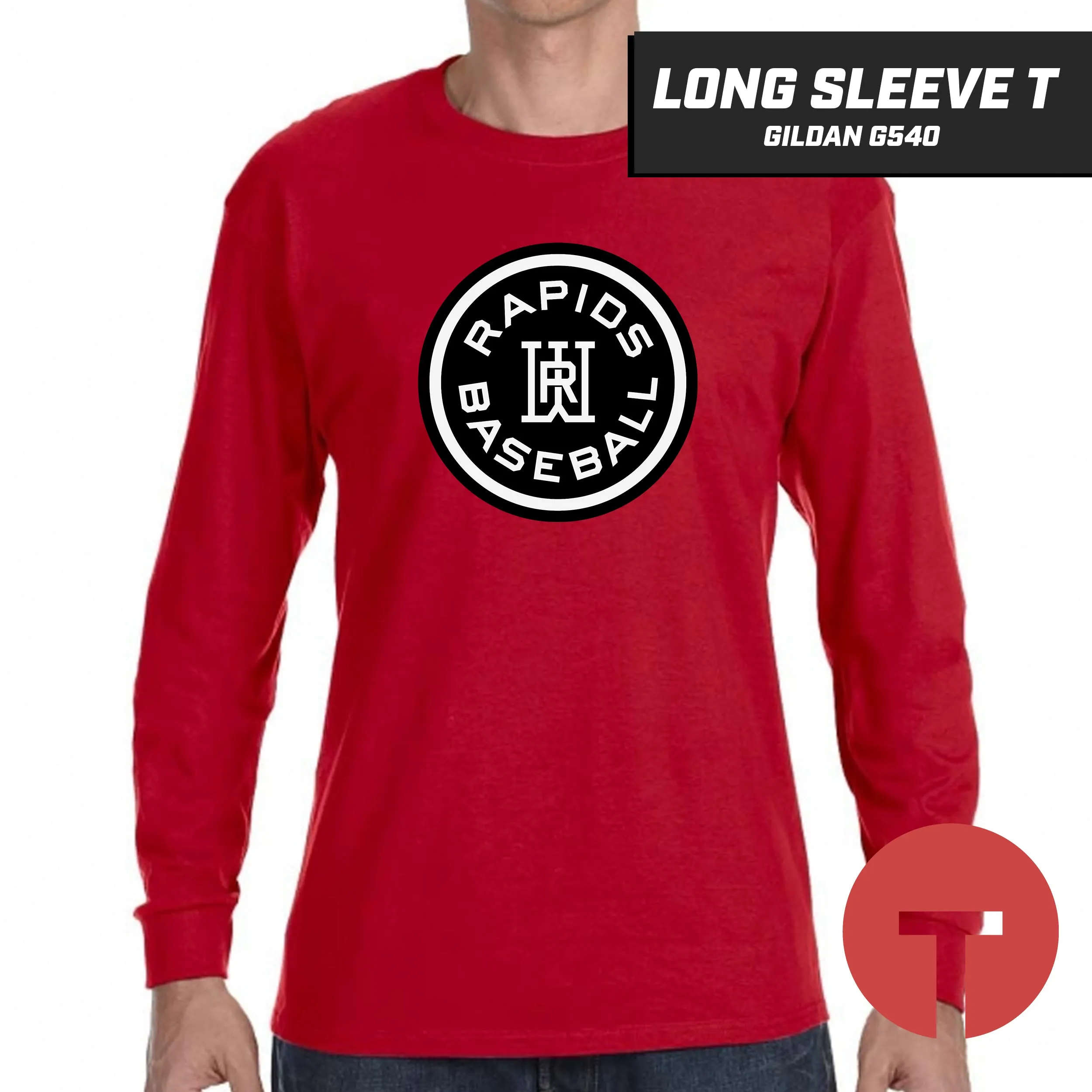 Rapids Baseball - Long-Sleeve T-Shirt Gildan G540 - LOGO 3