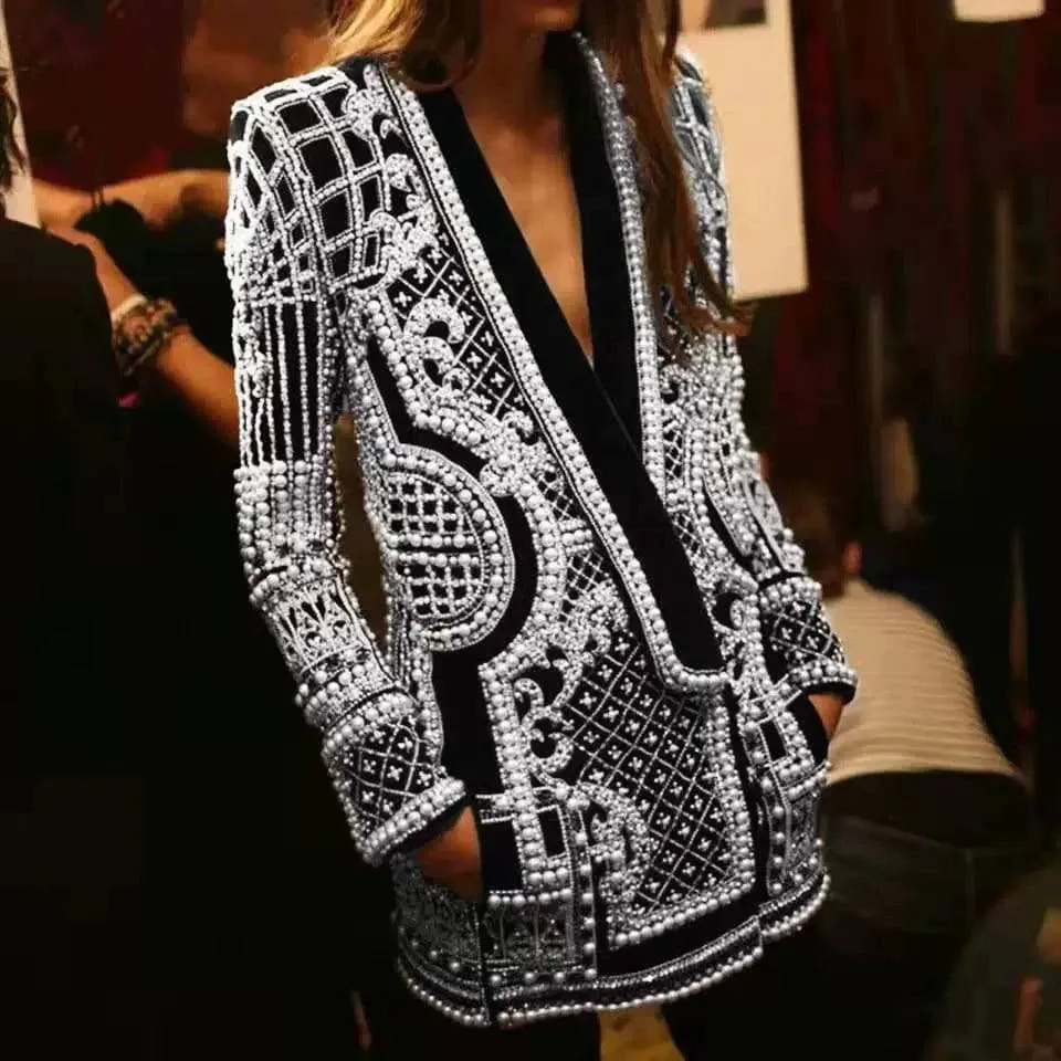 Retro Beaded Suit Jacket