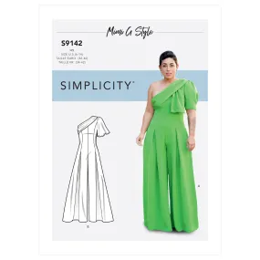 Simplicity Pattern 9142 Misses' Jumpsuit With One Shoulder Drape