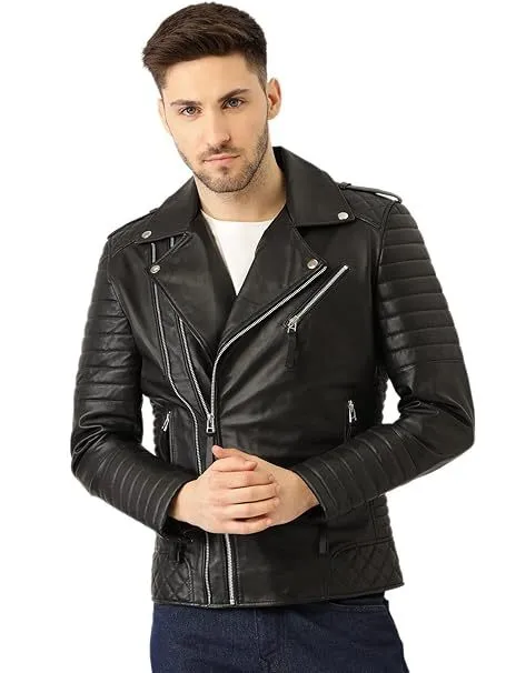 Solid Zip Style Big Collar Men's Faux Leather Motorcycle Fashion Biker