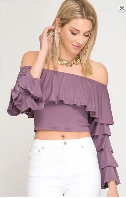 Strapless Ruffle Sleeve Top