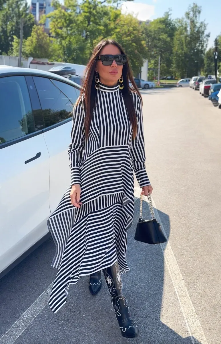 Stripe Flounces Dress DOA