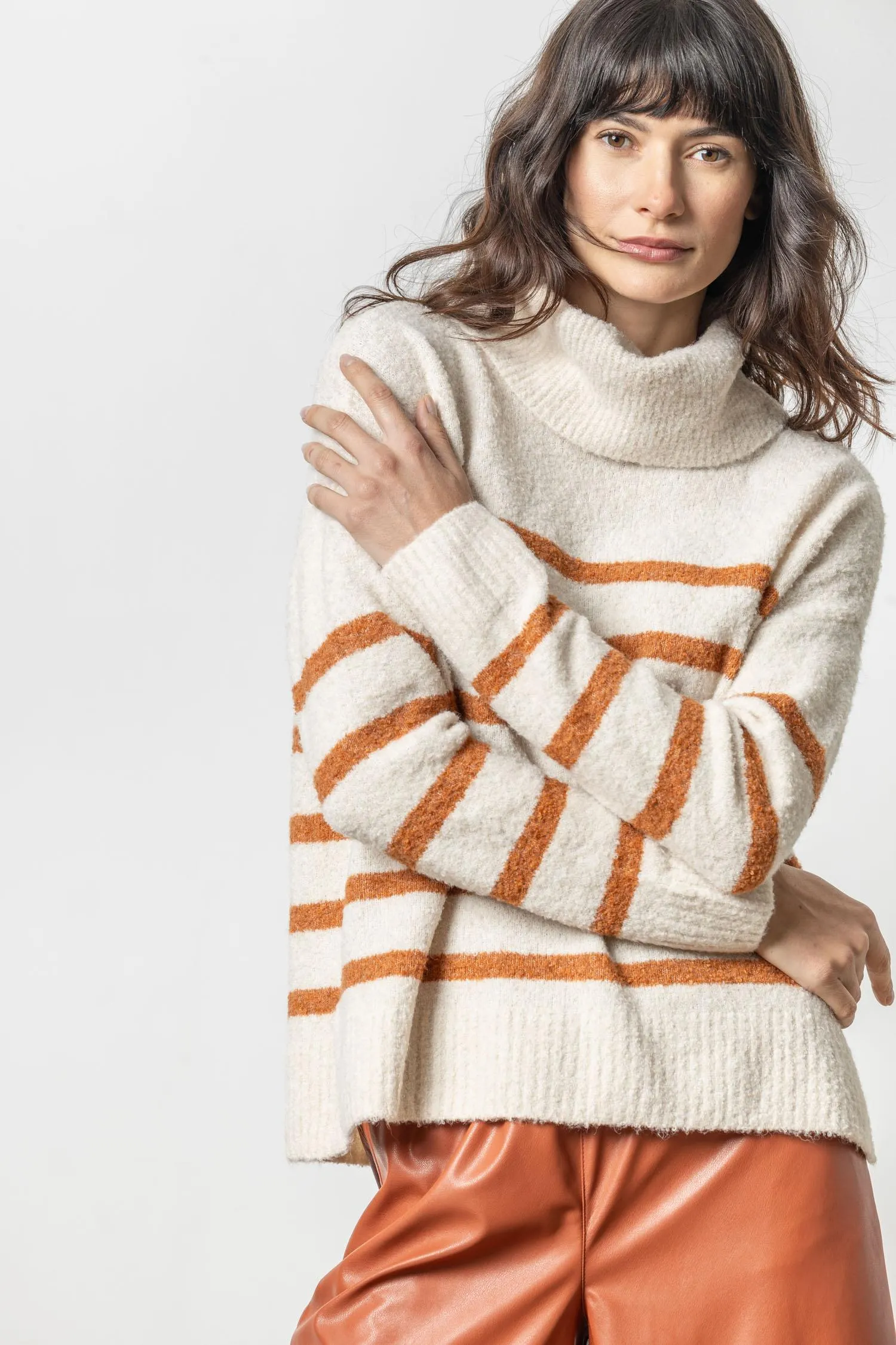 Striped Turtleneck Sweater