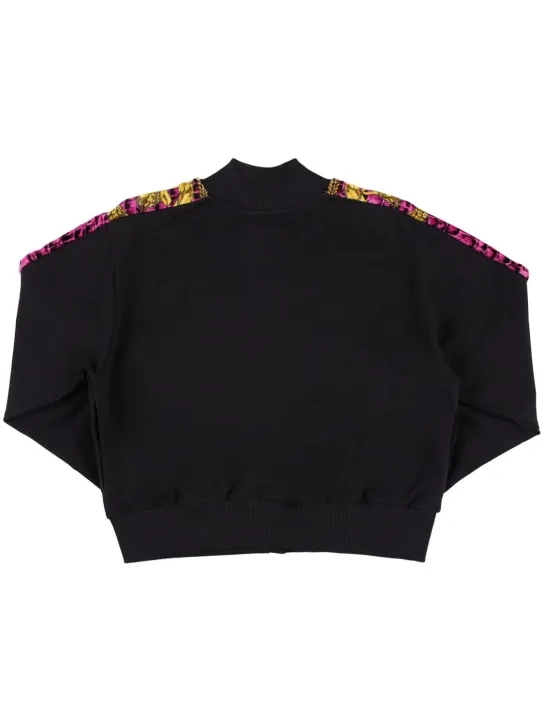 Versace   Embroidered logo crop cotton sweatshirt 