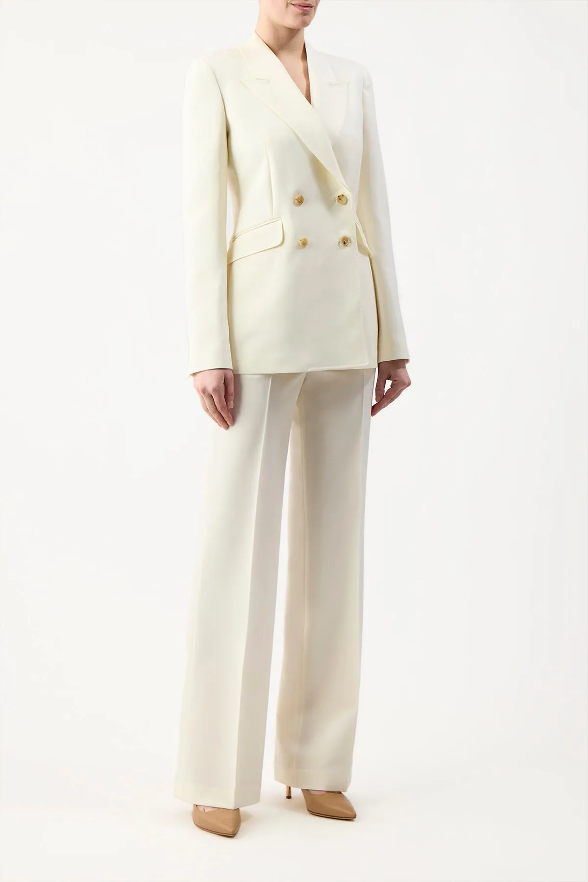 Vesta Pant in Ivory Sportswear Wool