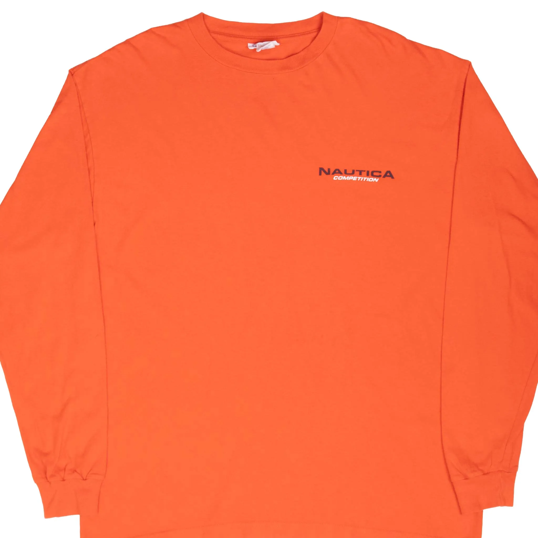 VINTAGE NAUTICA COMPETITION ORANGE LONG SLEEVE TEE SHIRT 2000S MEDIUM MADE USA