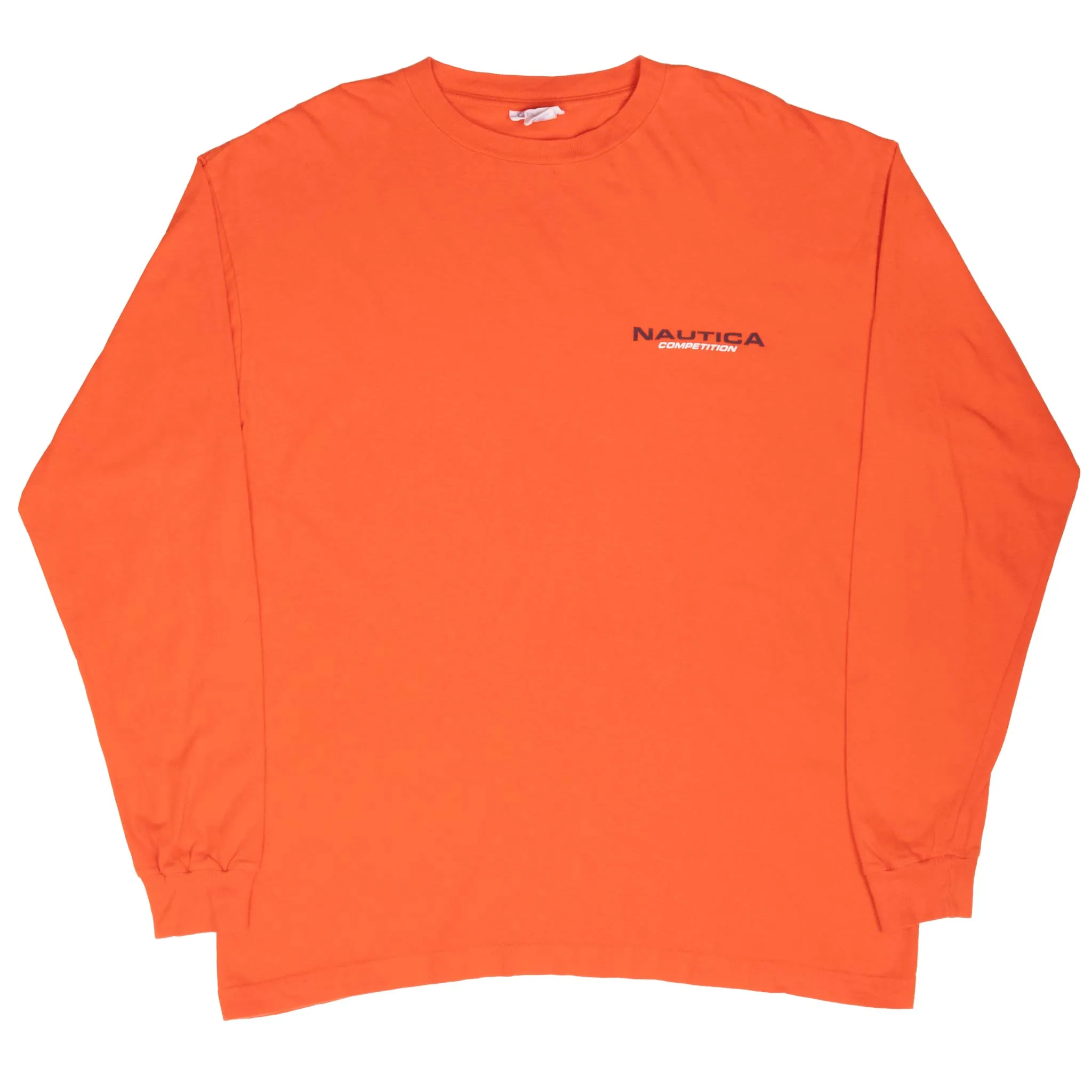 VINTAGE NAUTICA COMPETITION ORANGE LONG SLEEVE TEE SHIRT 2000S MEDIUM MADE USA