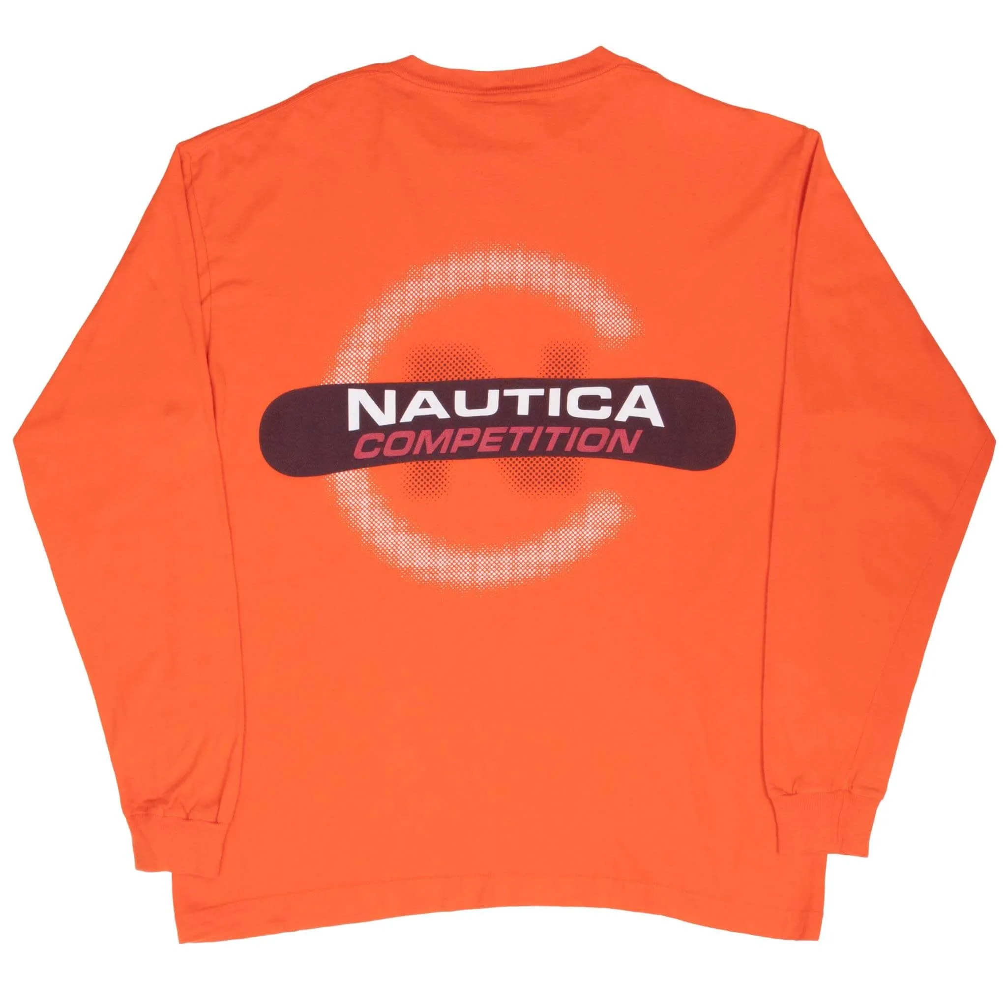 VINTAGE NAUTICA COMPETITION ORANGE LONG SLEEVE TEE SHIRT 2000S MEDIUM MADE USA