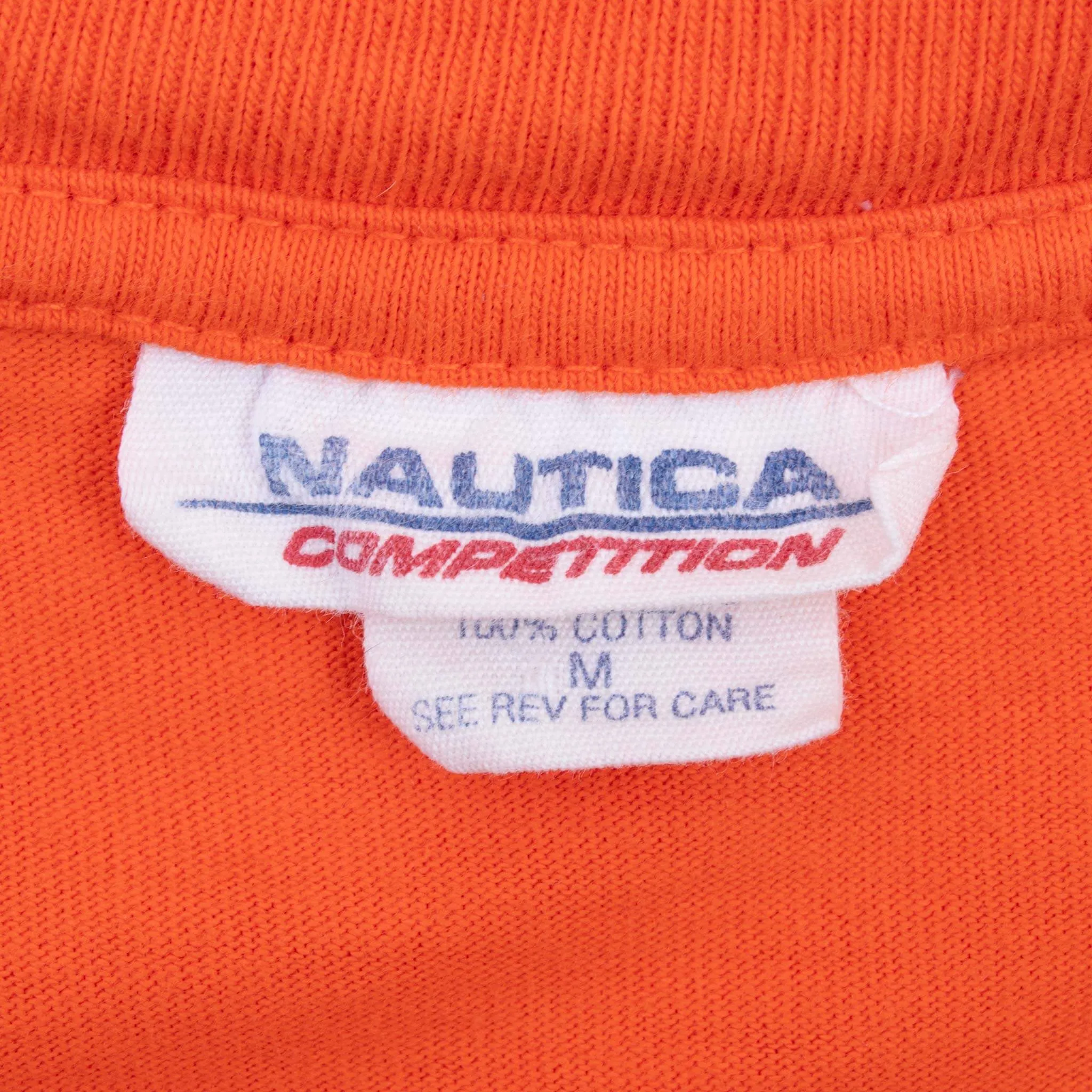 VINTAGE NAUTICA COMPETITION ORANGE LONG SLEEVE TEE SHIRT 2000S MEDIUM MADE USA