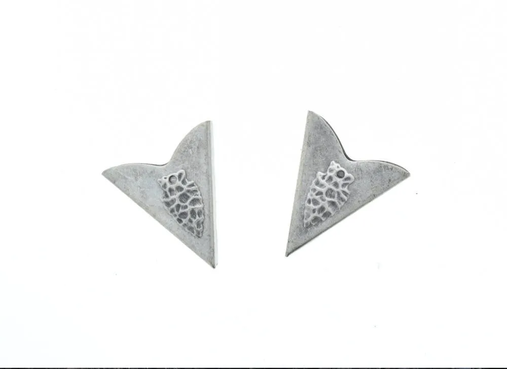 Western Collar Tip with American Indian Arrowheads, antique silver, 1 pair