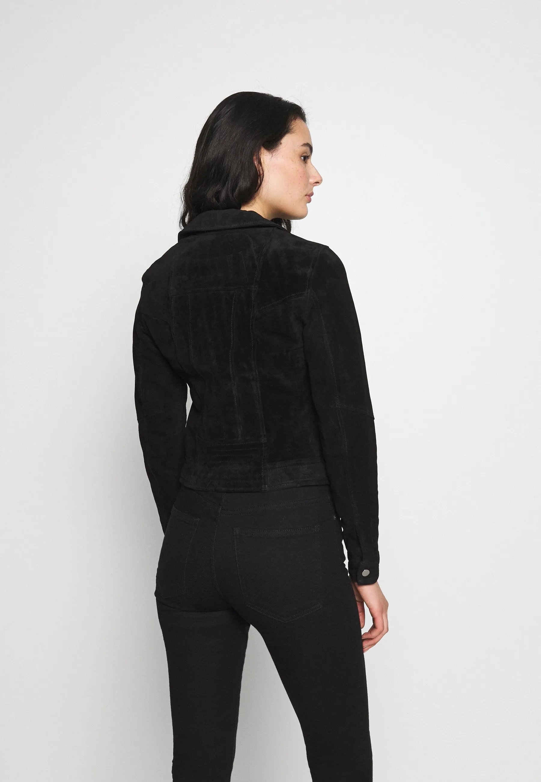 Women’s Black Suede Leather Biker Jacket