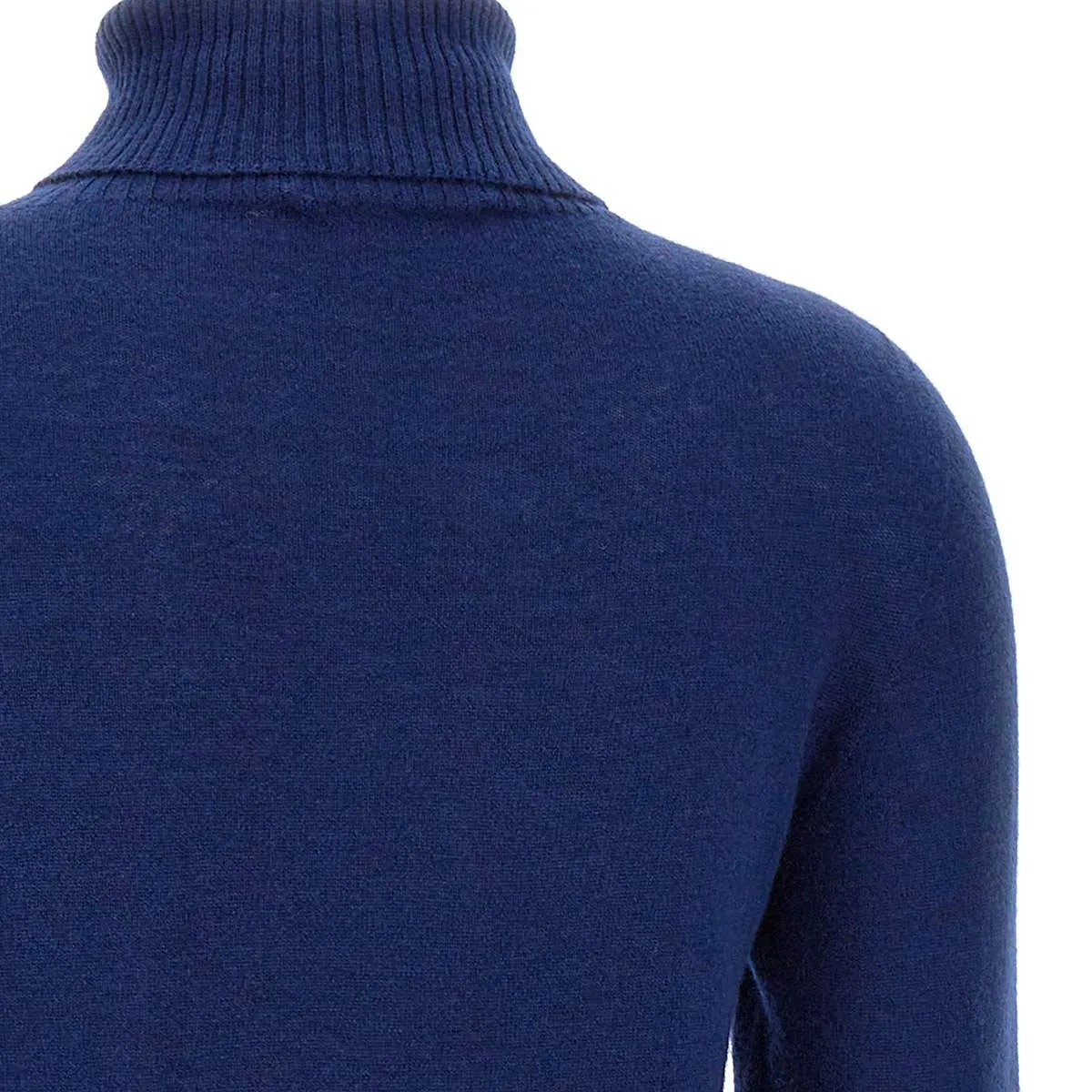 Wool Turtleneck Blue Relaxed Sweater