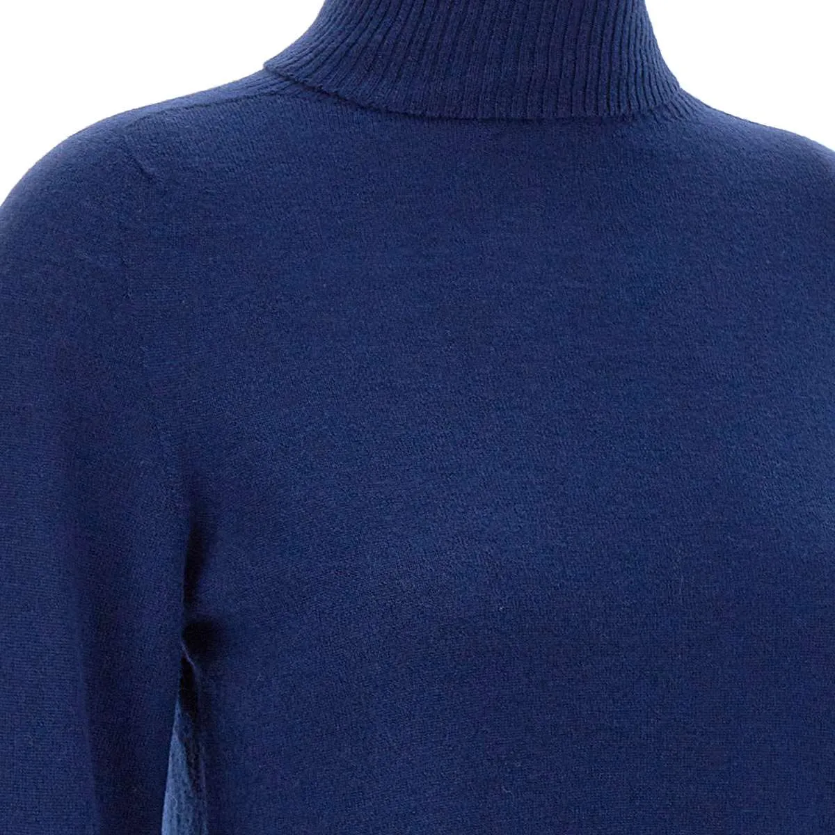 Wool Turtleneck Blue Relaxed Sweater