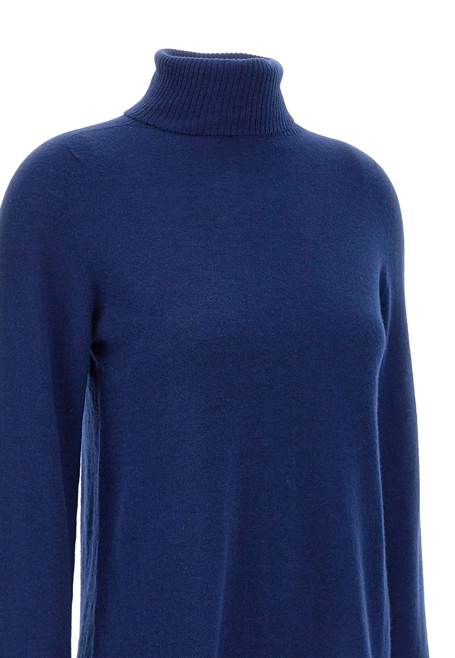 Wool Turtleneck Blue Relaxed Sweater