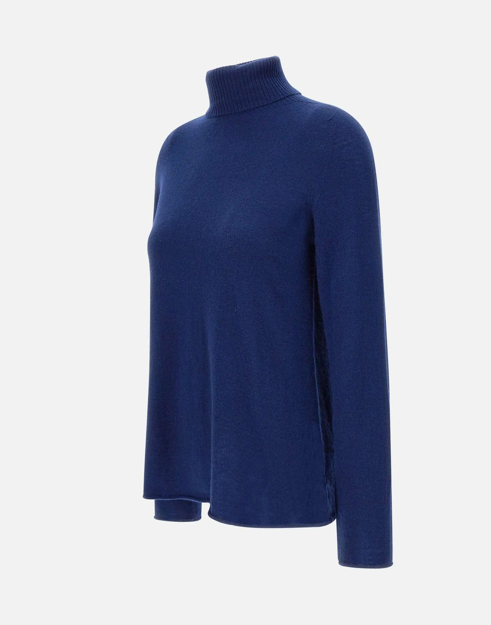 Wool Turtleneck Blue Relaxed Sweater